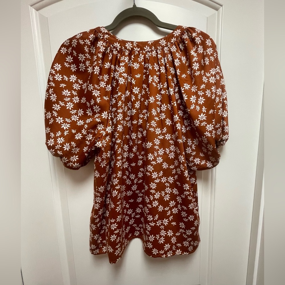 LOFT Women's Brown Rust Floral Blouse - Picture 3 of 7